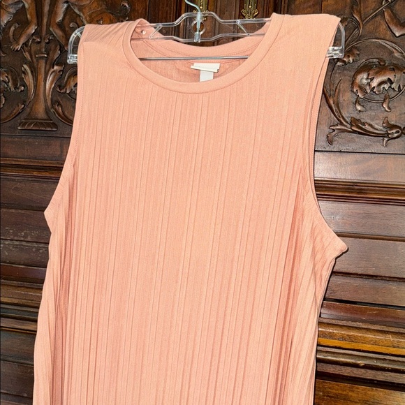 A new day dress accordian pleated can terra cotta maxi side slit small NEW - Picture 2 of 4